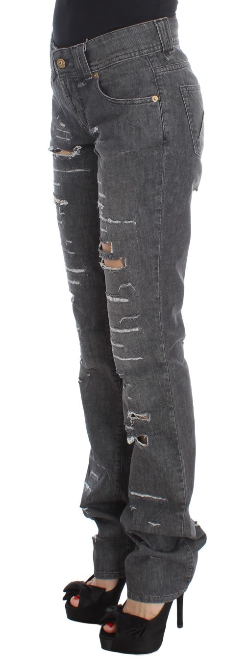 Chic Gray Wash Straight Fit Jeans - ventzia