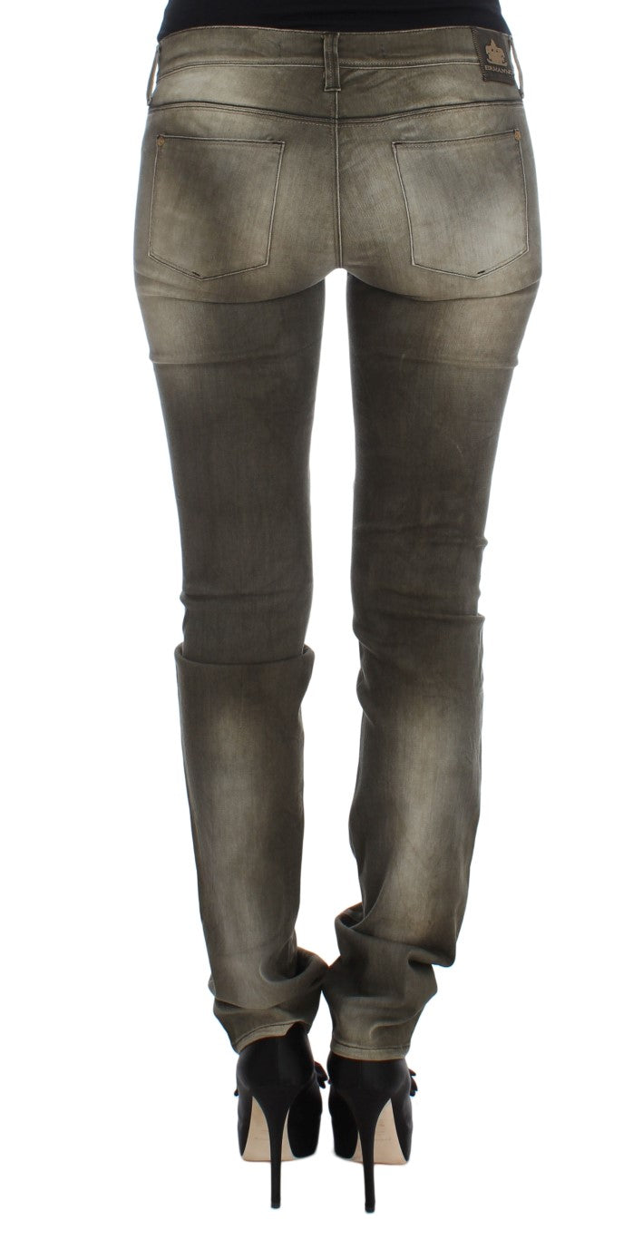 Chic Gray Slim Fit Italian Denim - ventzia