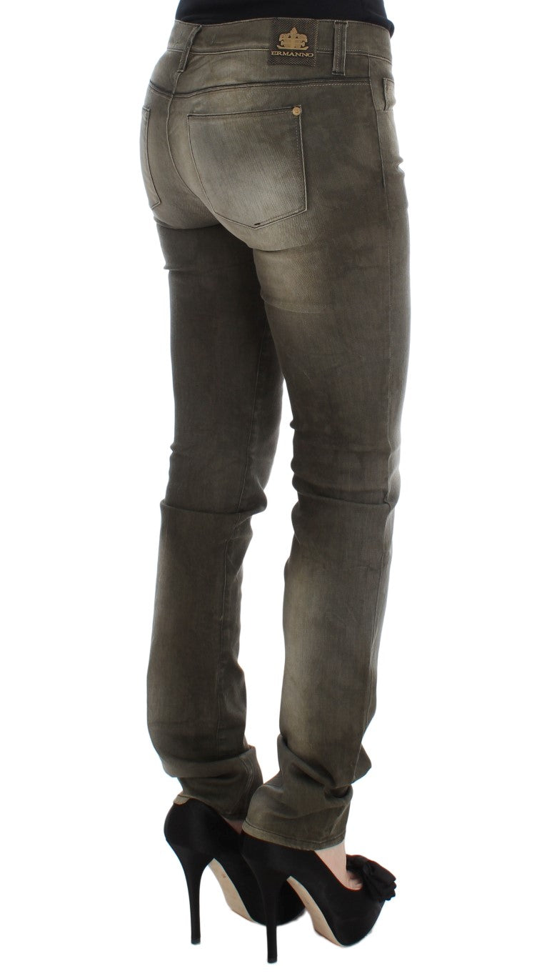Chic Gray Slim Fit Italian Denim - ventzia