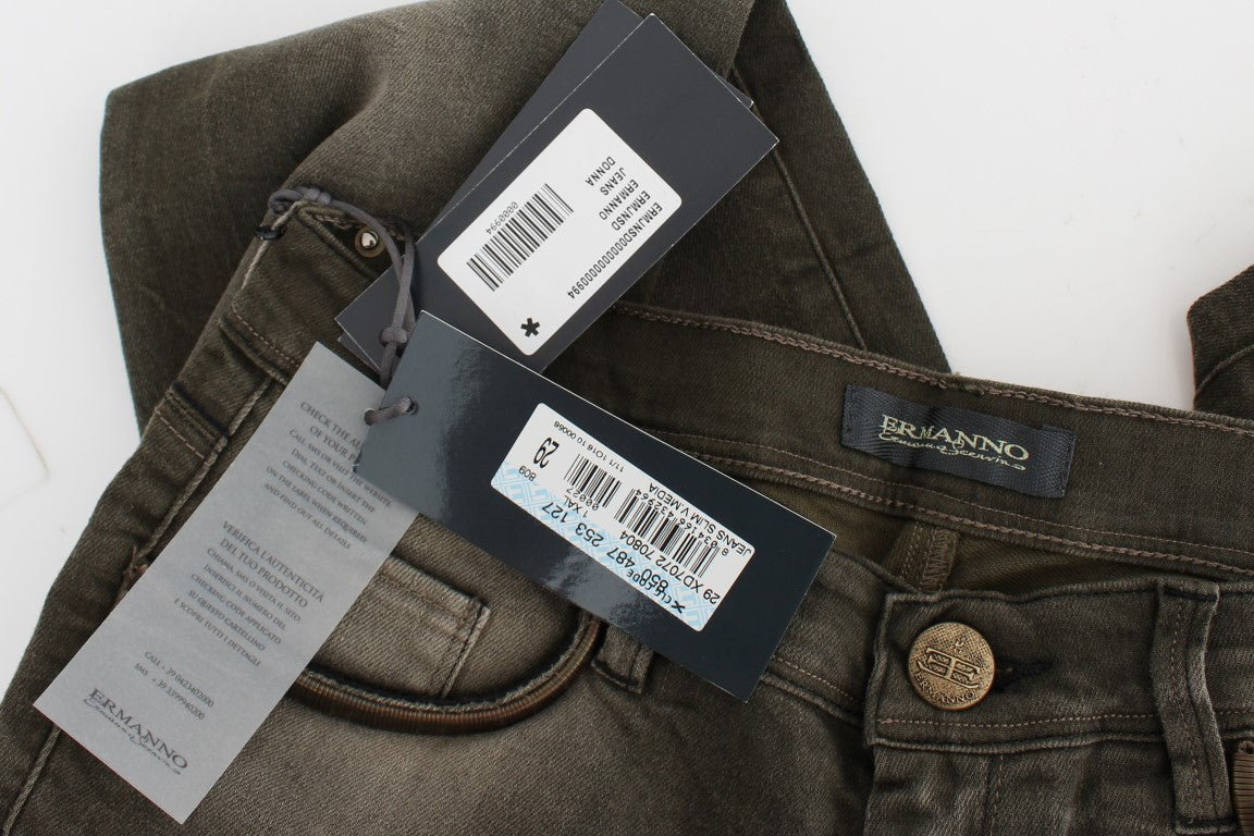 Chic Gray Slim Fit Italian Denim - ventzia