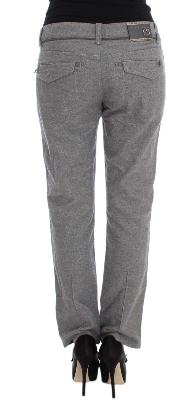 Chic Gray Casual Cotton Pants - ventzia