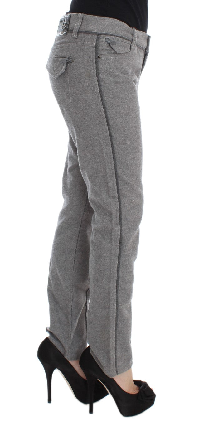 Chic Gray Casual Cotton Pants - ventzia