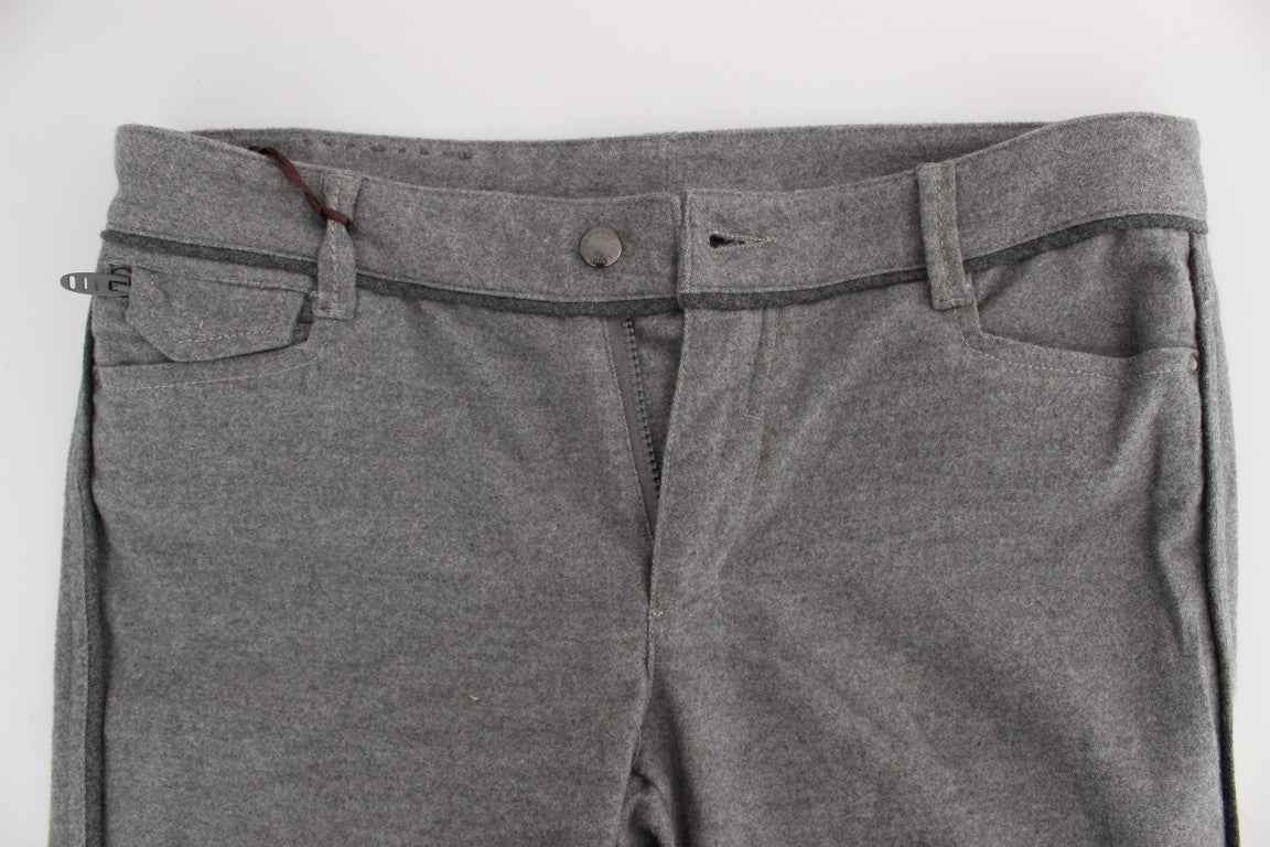 Chic Gray Casual Cotton Pants - ventzia