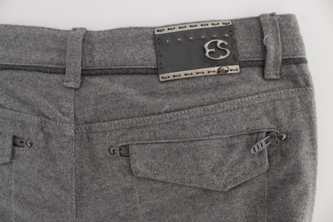 Chic Gray Casual Cotton Pants - ventzia