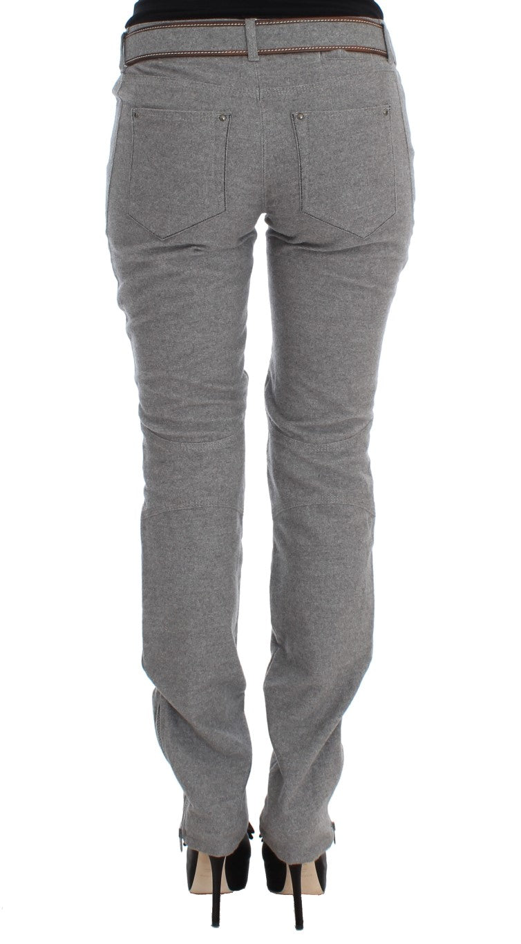Chic Gray Casual Cotton Pants - ventzia