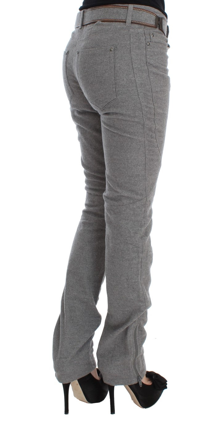 Chic Gray Casual Cotton Pants - ventzia