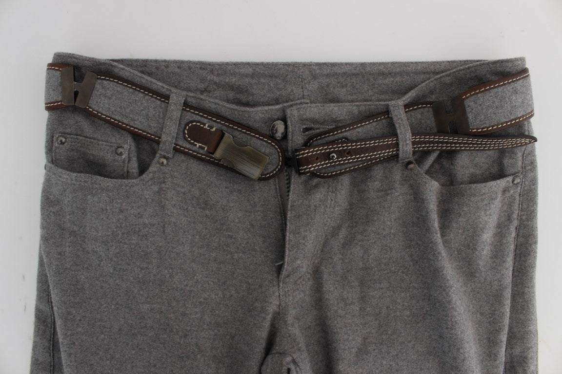 Chic Gray Casual Cotton Pants - ventzia