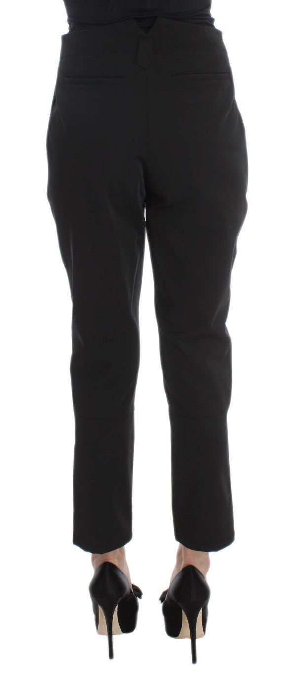 Elegant Cropped Capri Pants in Black - ventzia