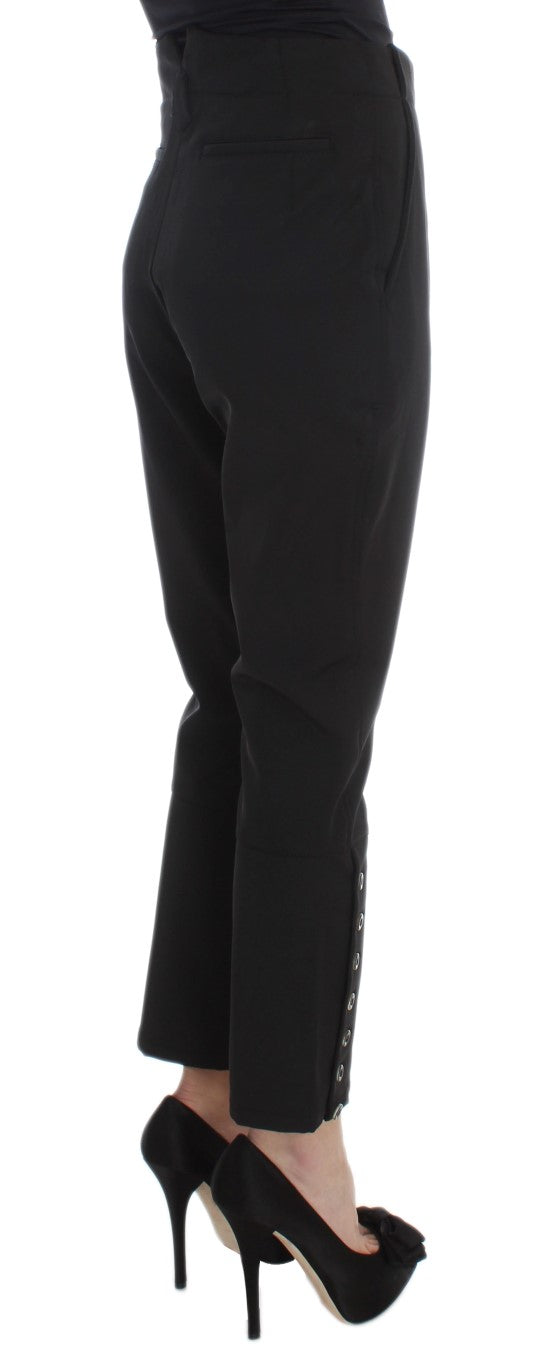 Elegant Cropped Capri Pants in Black - ventzia
