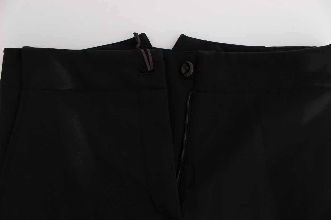 Elegant Cropped Capri Pants in Black - ventzia
