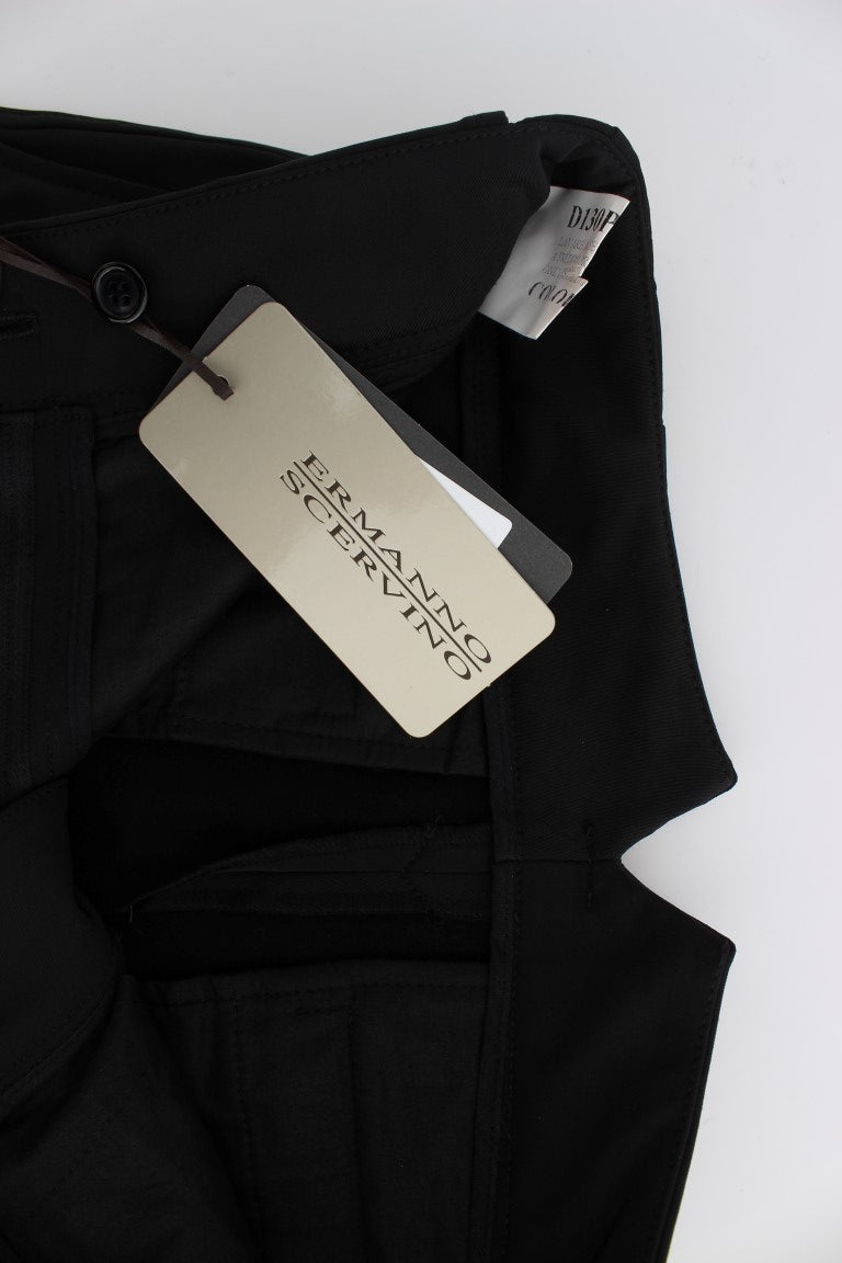 Elegant Cropped Capri Pants in Black - ventzia