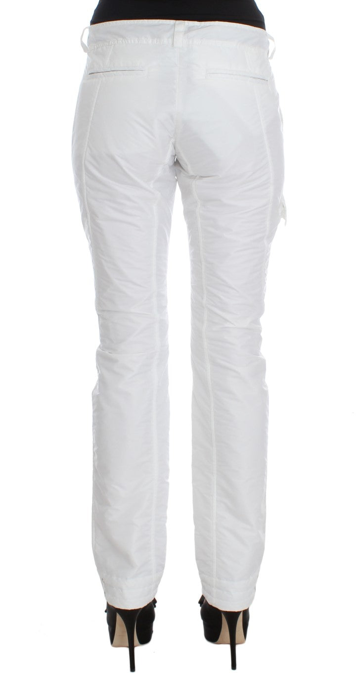 Chic White Nylon Cargo Pants by Italian Designer - ventzia