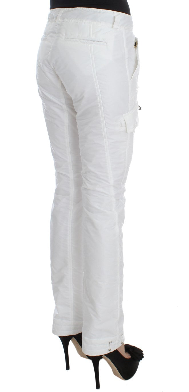 Chic White Nylon Cargo Pants by Italian Designer - ventzia