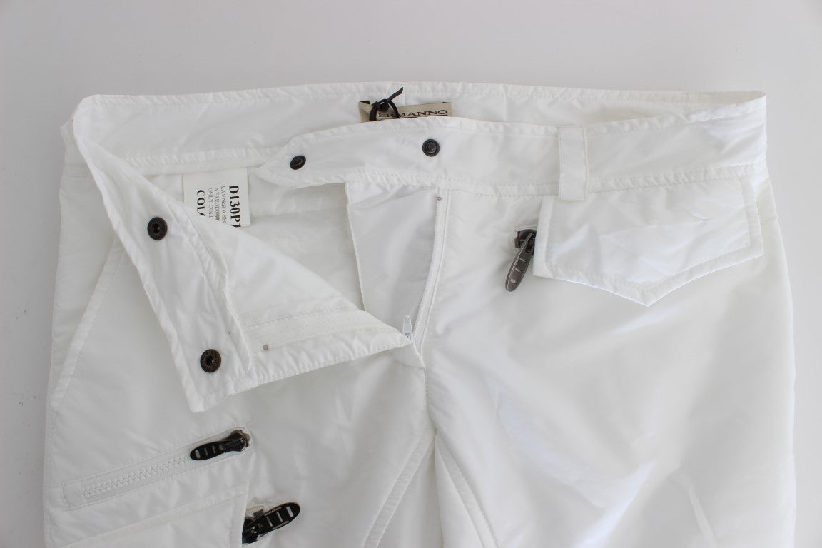 Chic White Nylon Cargo Pants by Italian Designer - ventzia