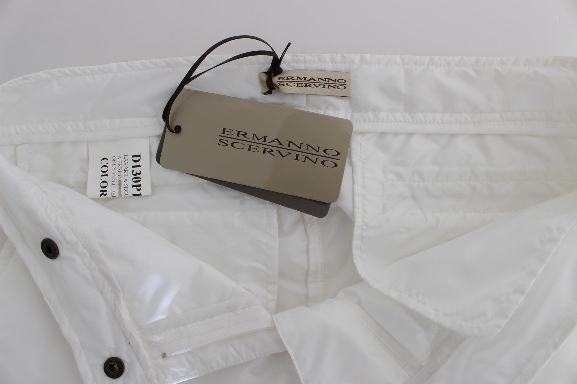 Chic White Nylon Cargo Pants by Italian Designer - ventzia