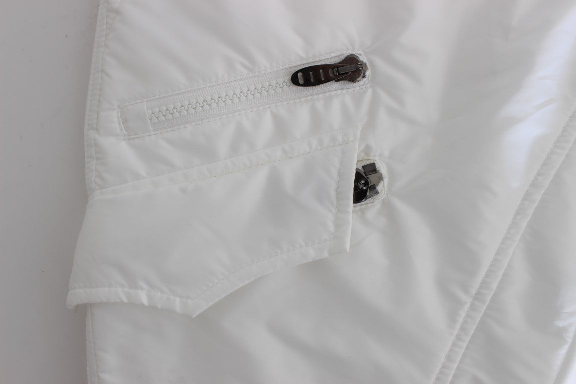 Chic White Nylon Cargo Pants by Italian Designer - ventzia