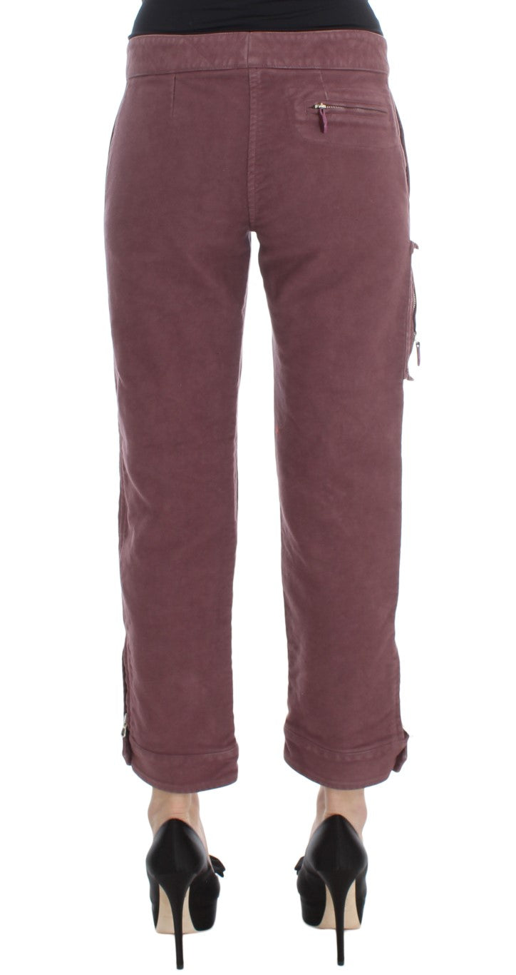 Chic Bordeaux Capri Cropped Cargo Pants - ventzia