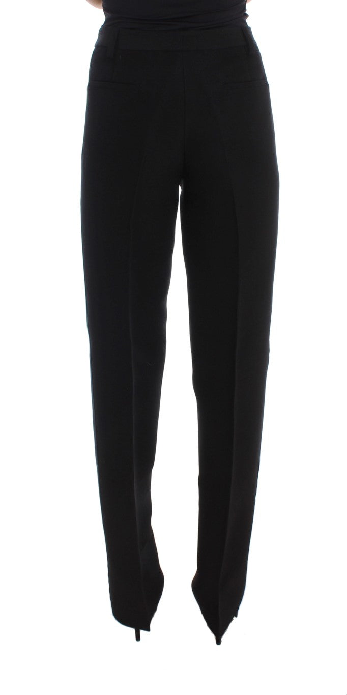 Chic Black Wide Leg Silk Blend Jeans - ventzia