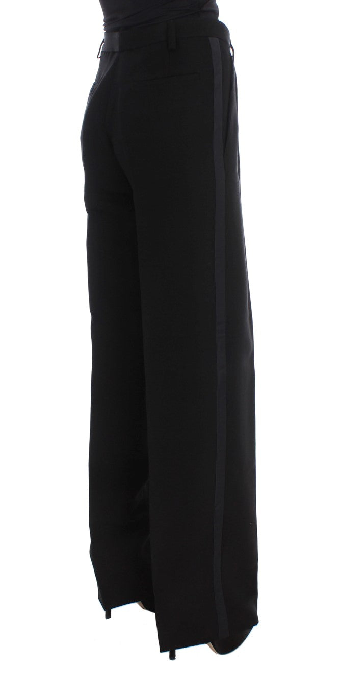 Chic Black Wide Leg Silk Blend Jeans - ventzia