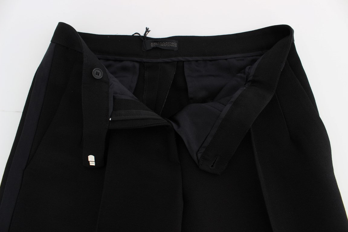 Chic Black Wide Leg Silk Blend Jeans - ventzia