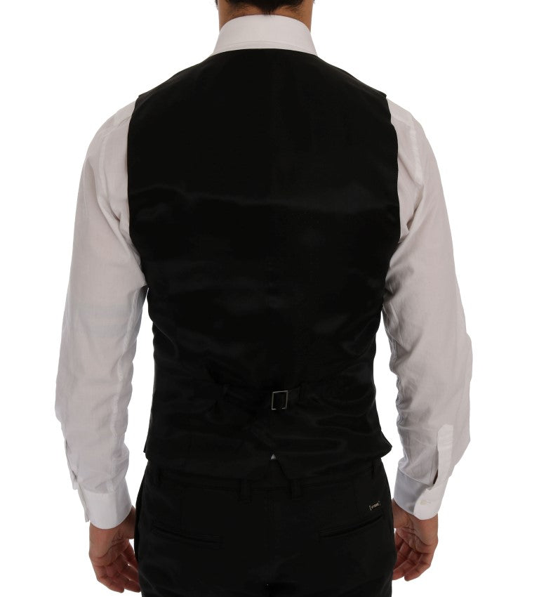 Elegant Blue & Black Slim Fit Suit Ensemble - ventzia
