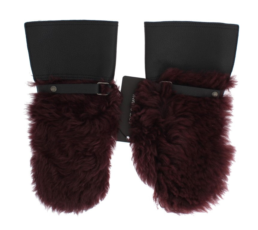 Elegant Black & Bordeaux Leather Gloves - ventzia