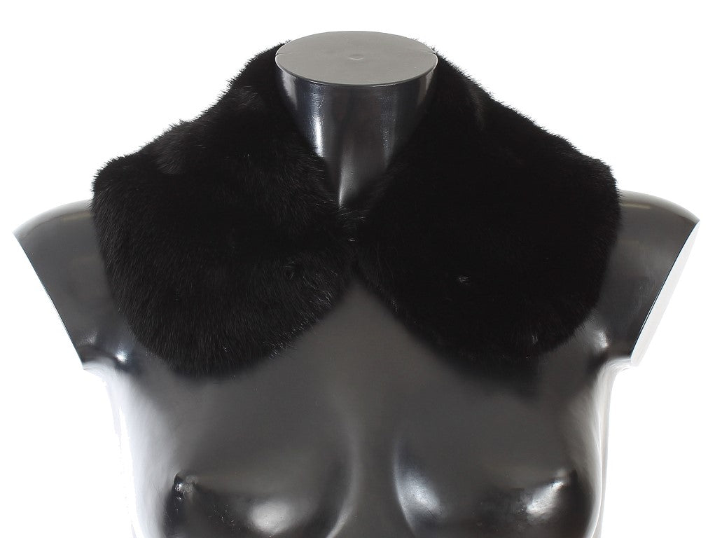 Elegant Black Mink Fur Shoulder Wrap Scarf - ventzia