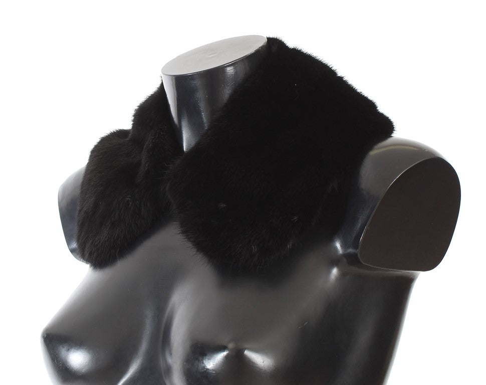 Elegant Black Mink Fur Shoulder Wrap Scarf - ventzia