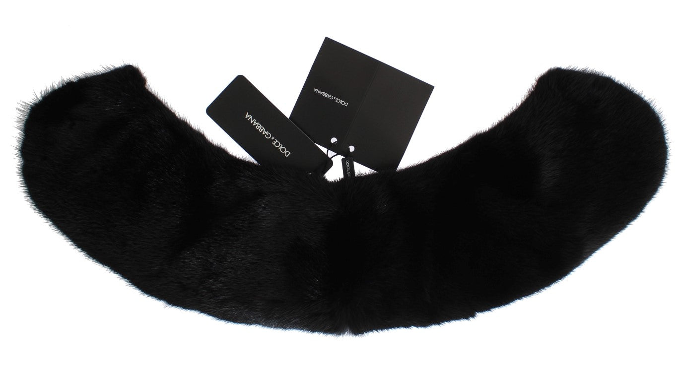 Elegant Black Mink Fur Shoulder Wrap Scarf - ventzia