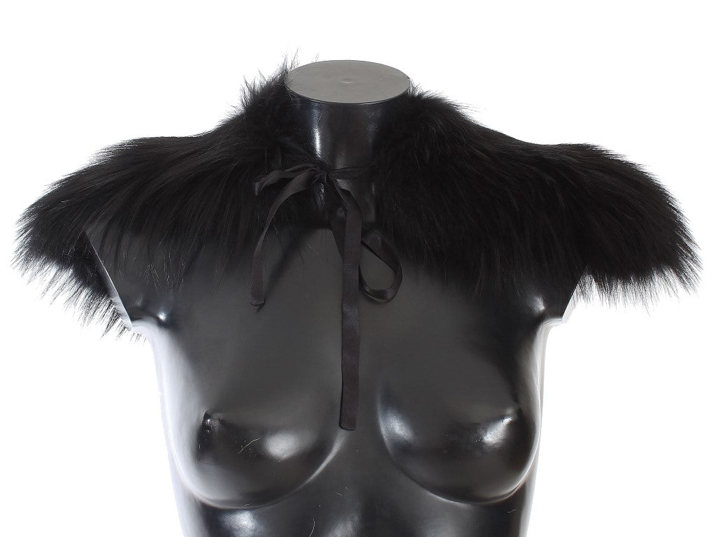 Black Fox Fur Chic Shoulder Wrap - ventzia