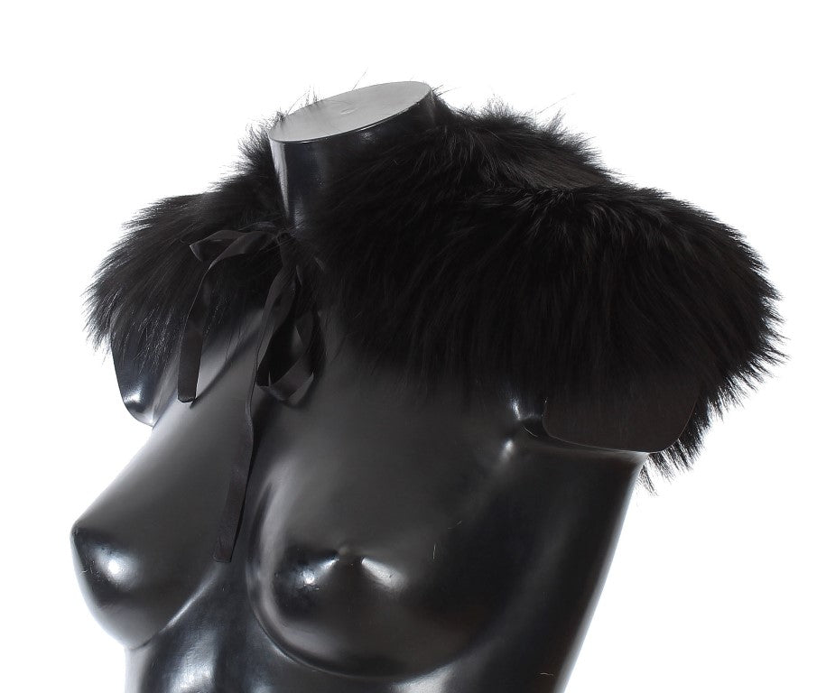 Black Fox Fur Chic Shoulder Wrap - ventzia