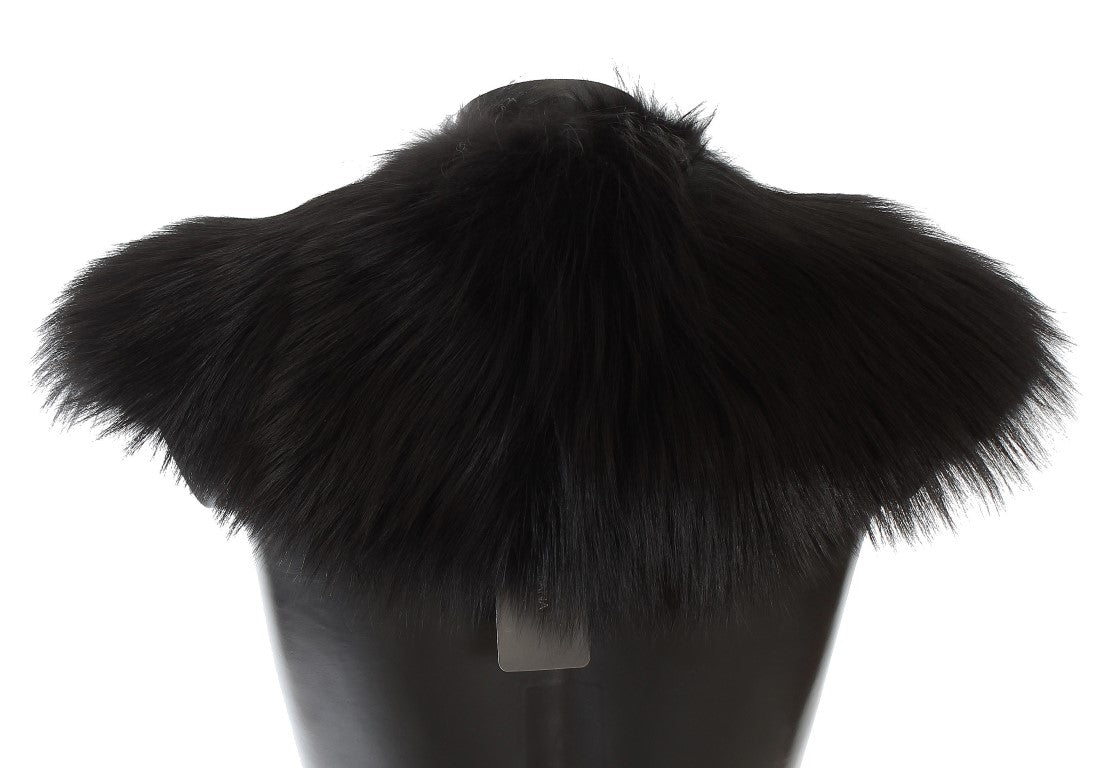 Black Fox Fur Chic Shoulder Wrap - ventzia
