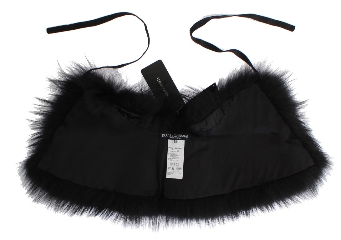 Black Fox Fur Chic Shoulder Wrap - ventzia