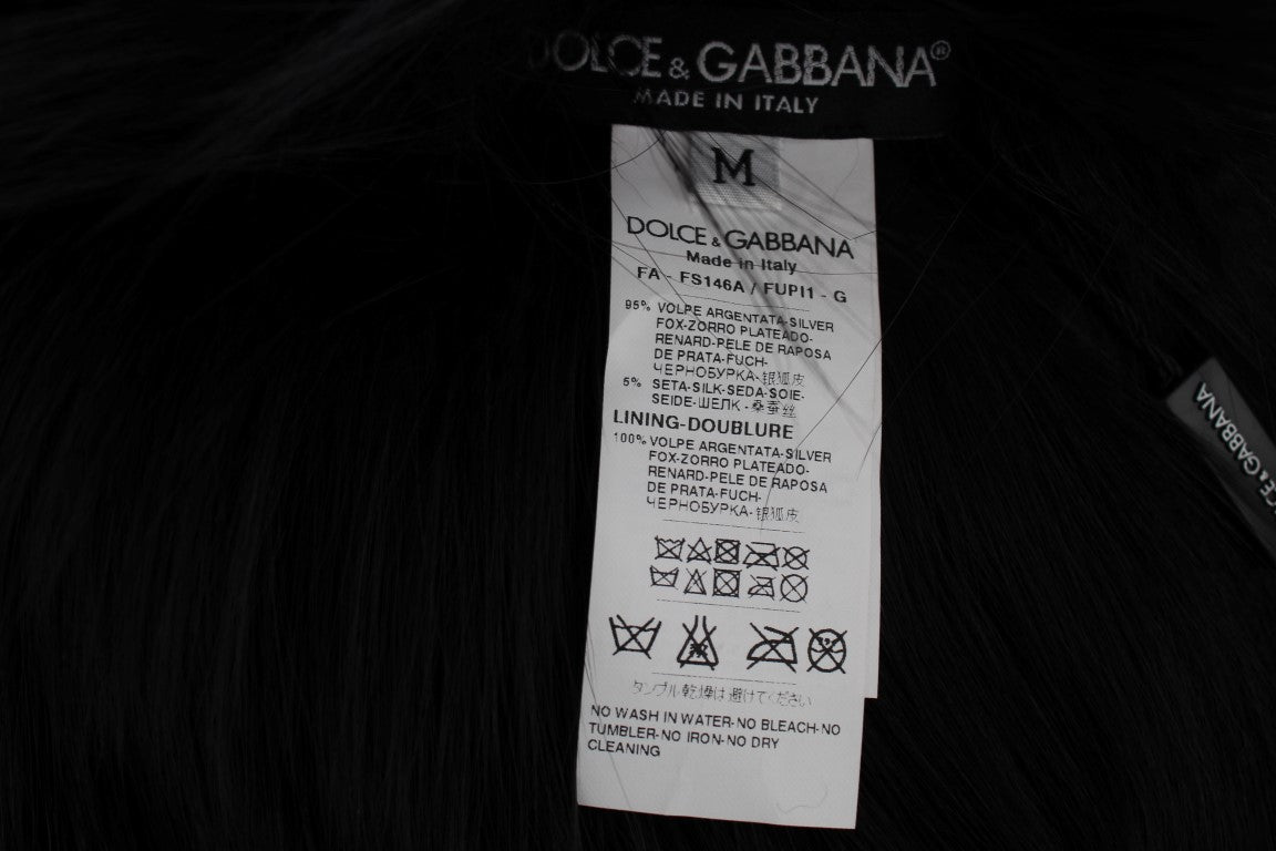 Elegant Black Fox Fur Silk Shoulder Wrap - ventzia