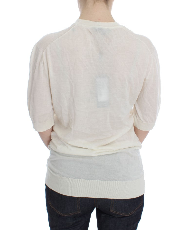 Elegant White Cashmere Sweater - ventzia