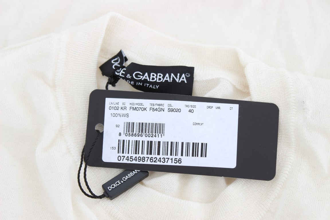 Elegant White Cashmere Sweater - ventzia