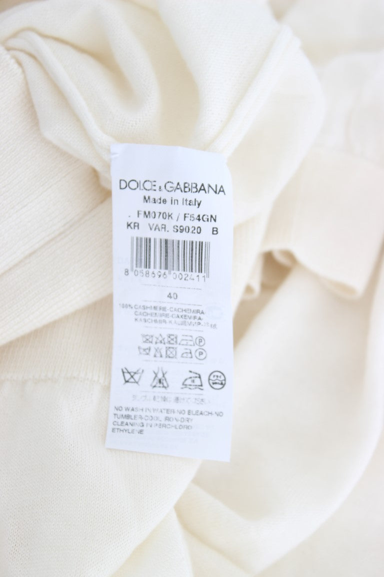 Elegant White Cashmere Sweater - ventzia