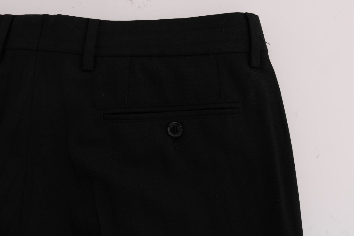 Elegant Black Striped Straight Fit Dress Pants - ventzia