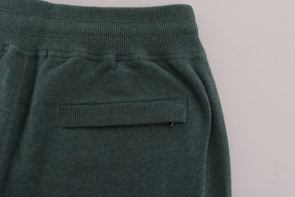 Elegant Green Cashmere Sport Pants - ventzia