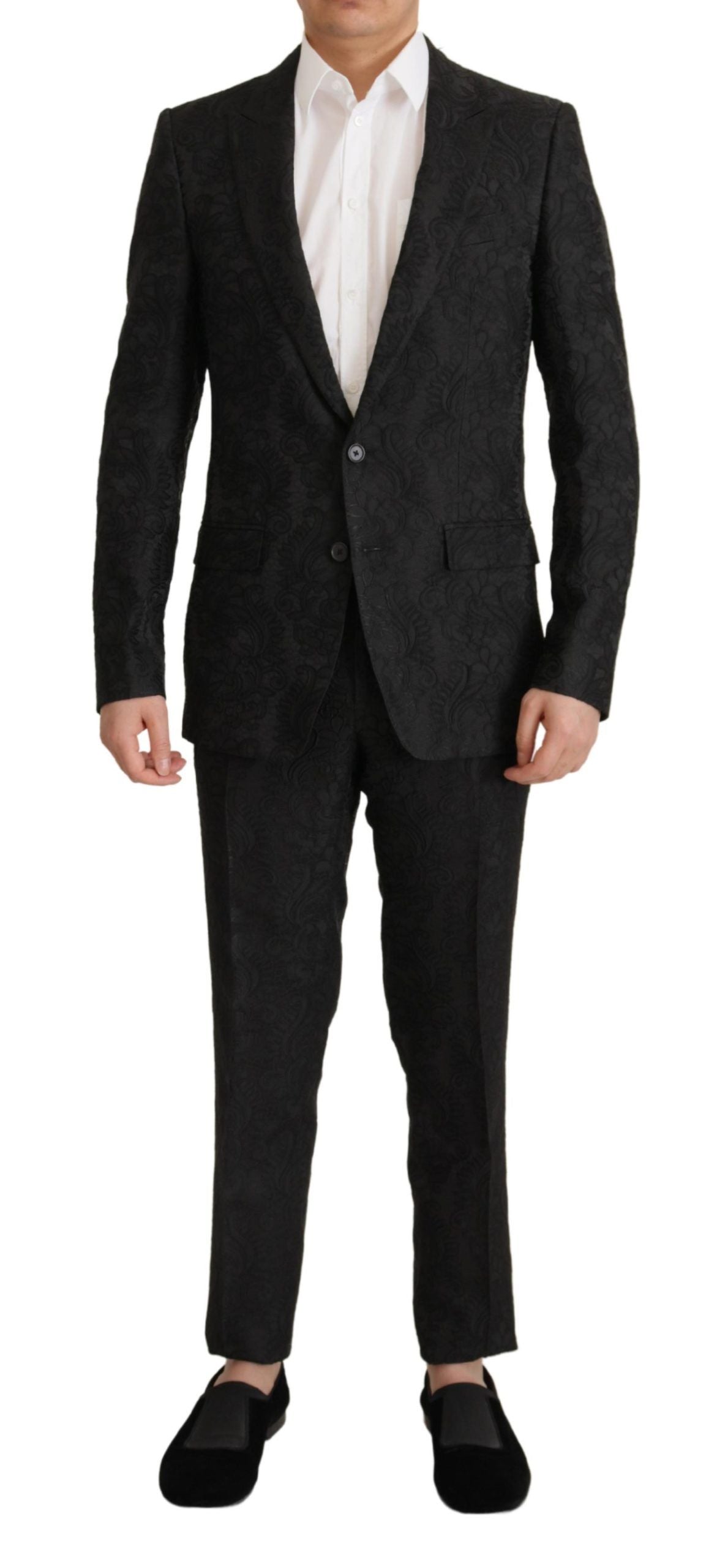 Black Brocade Formal 2 Piece MARTINI Suit - ventzia