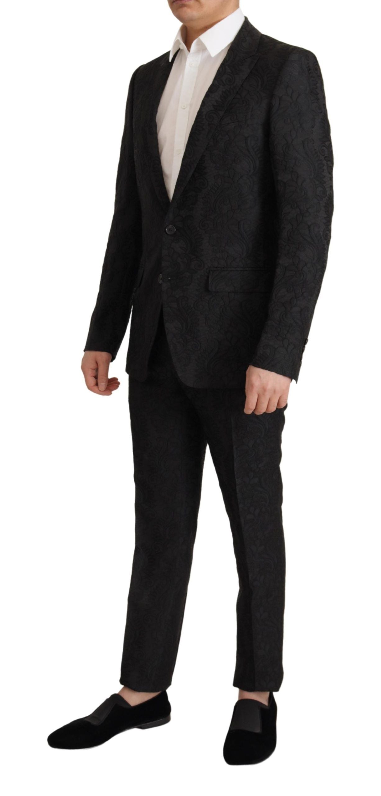 Black Brocade Formal 2 Piece MARTINI Suit - ventzia