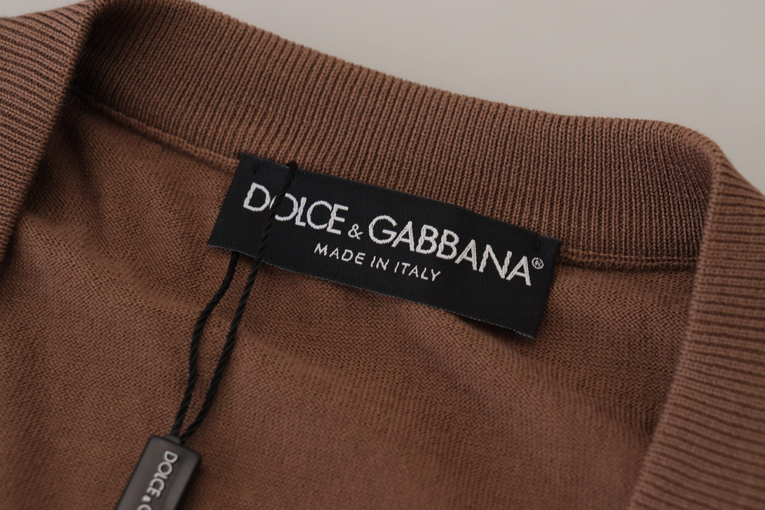 Brown Wool Men V-neck Pullover Sweater - ventzia