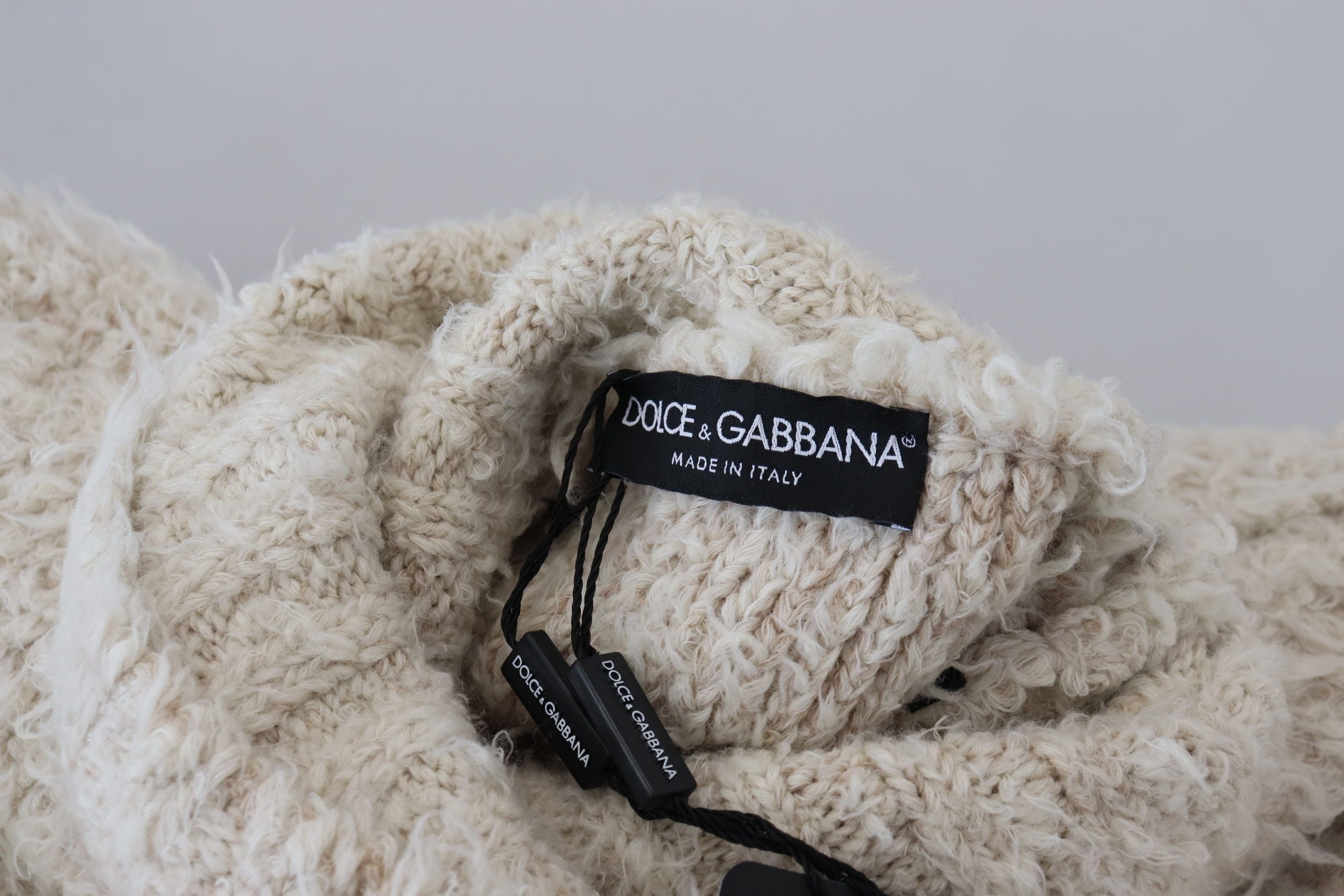 Cream Wool Knit Turtleneck Pullover Sweater - ventzia
