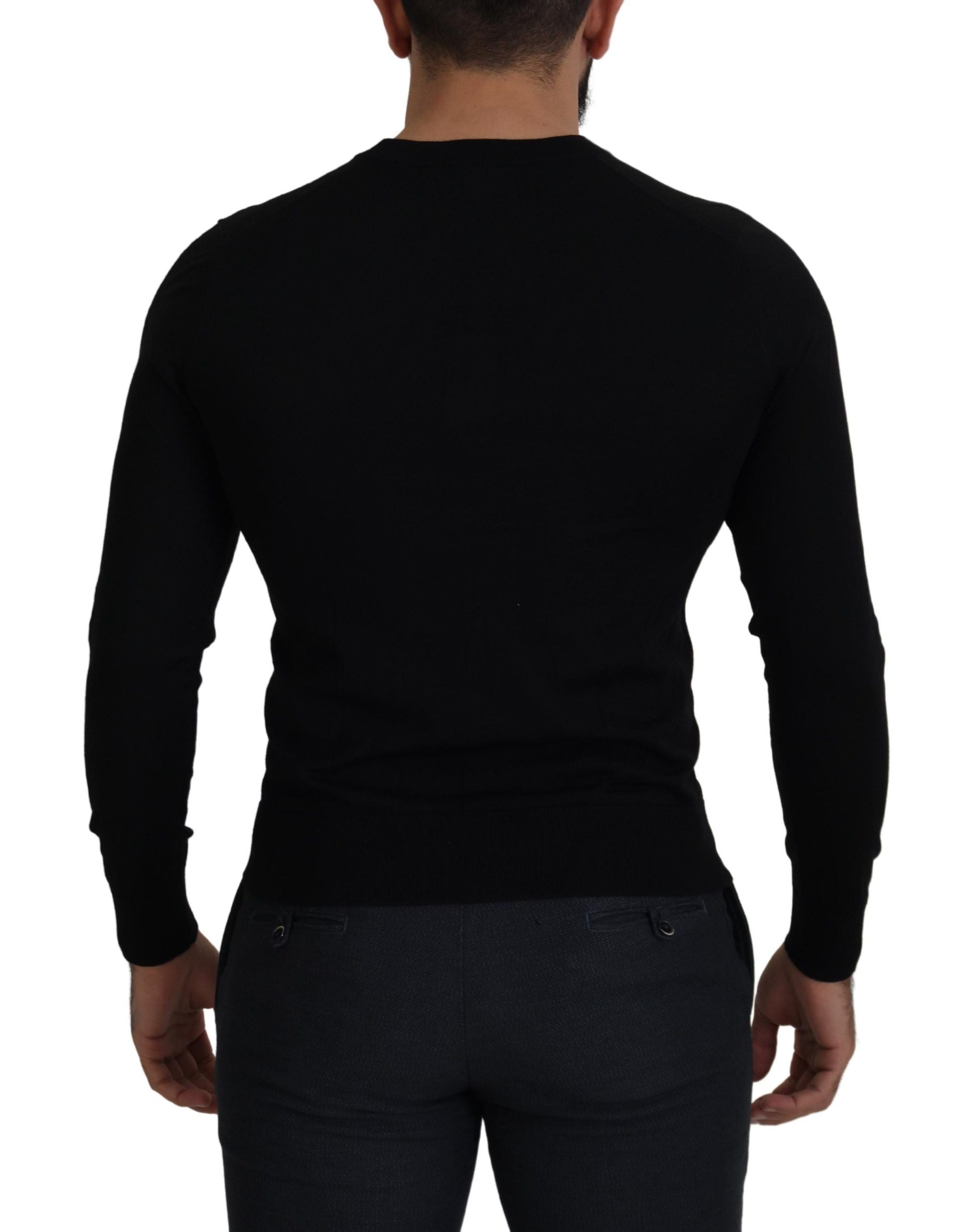 Black Wool Button Down Cardigan Sweater - ventzia
