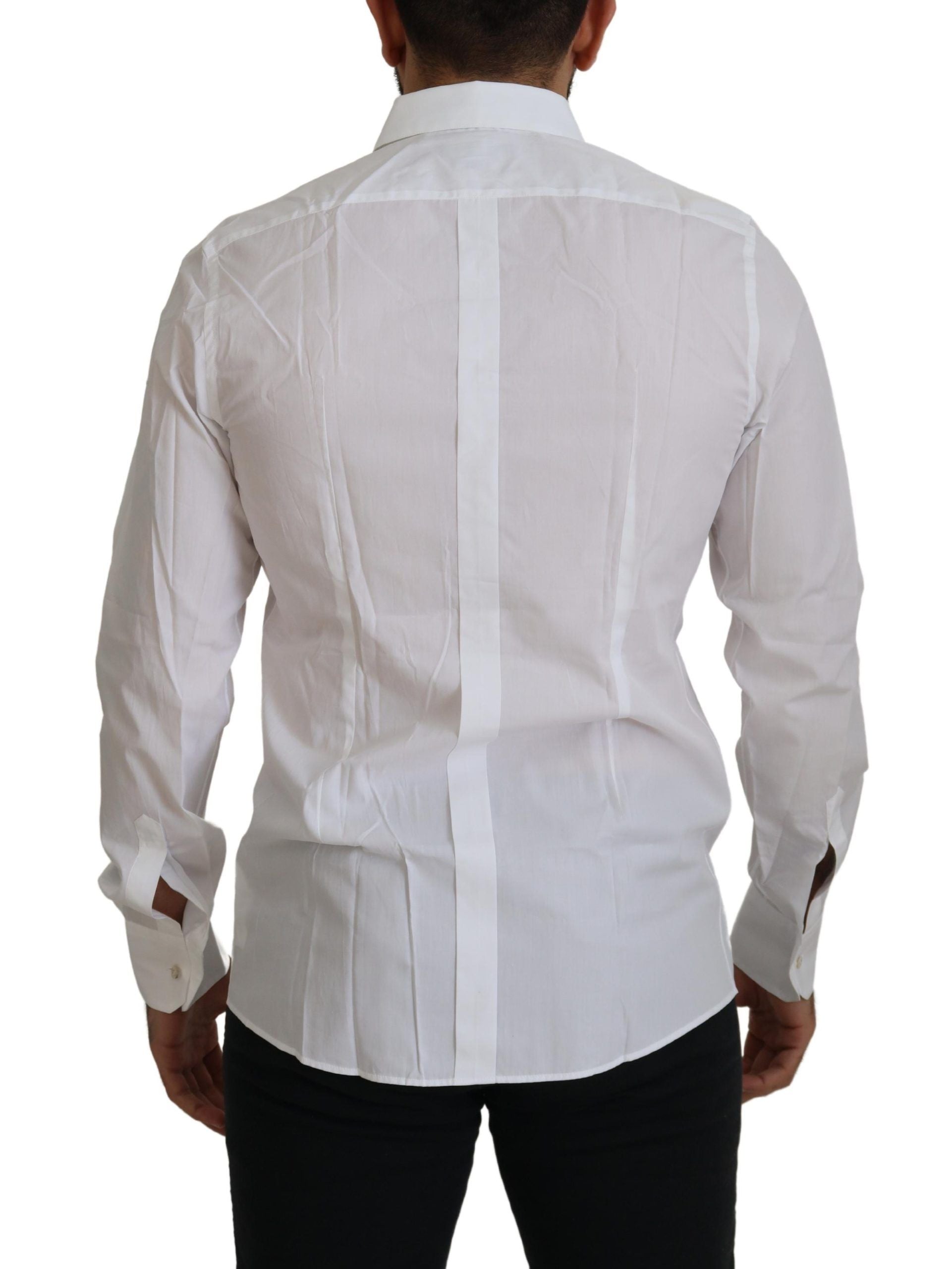 White Cotton Peacock Feather Formal GOLD Shirt - ventzia