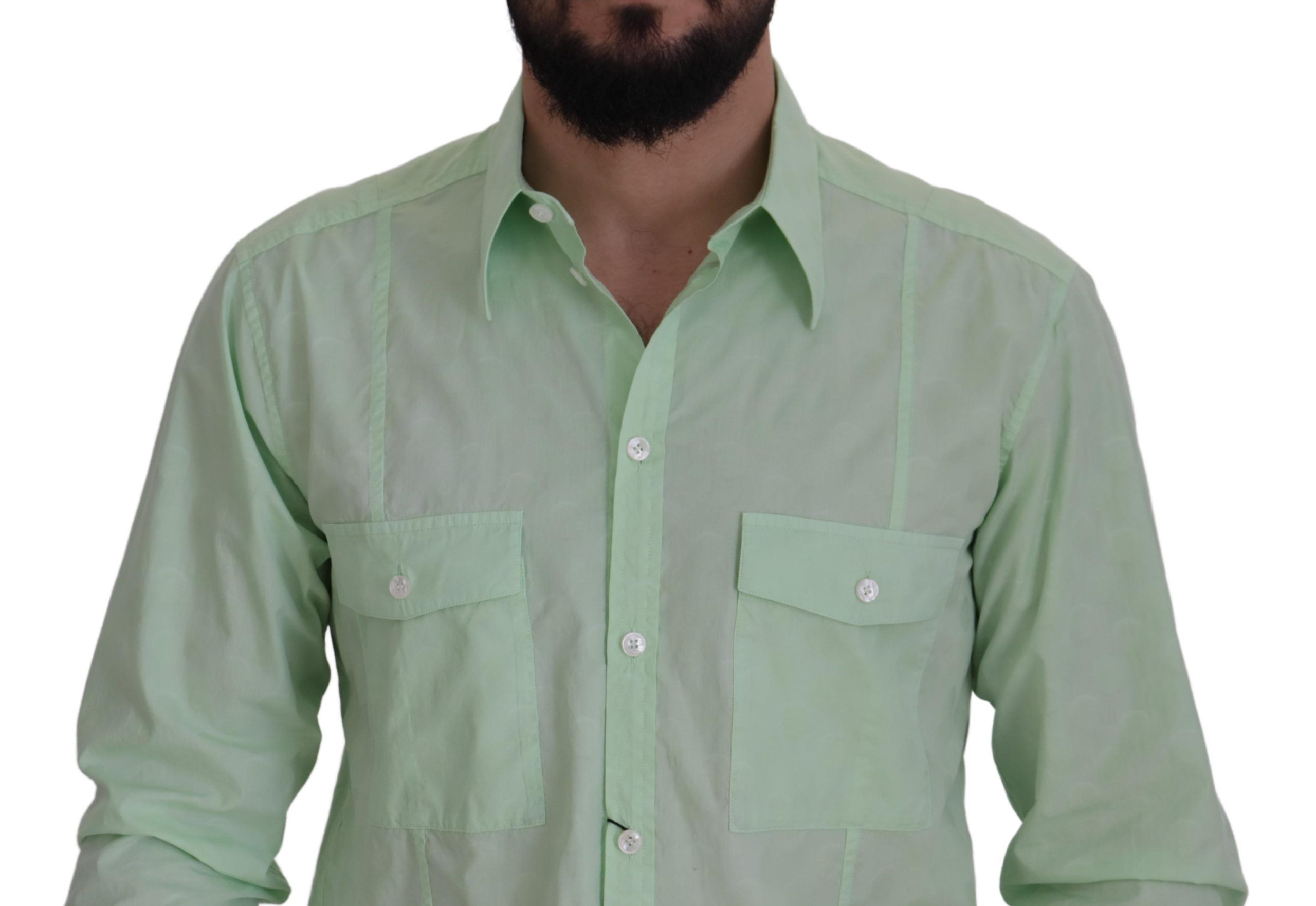 Mint Green Long Sleeves Button Down Shirt - ventzia