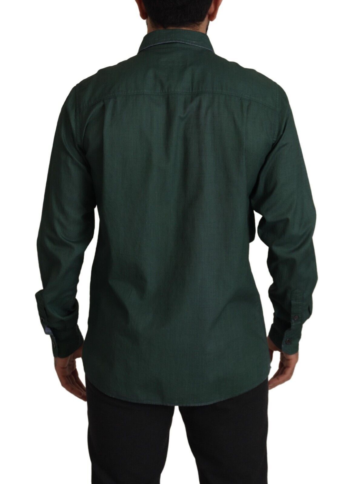 Dark Green Button Down Long Sleeves Shirt - ventzia