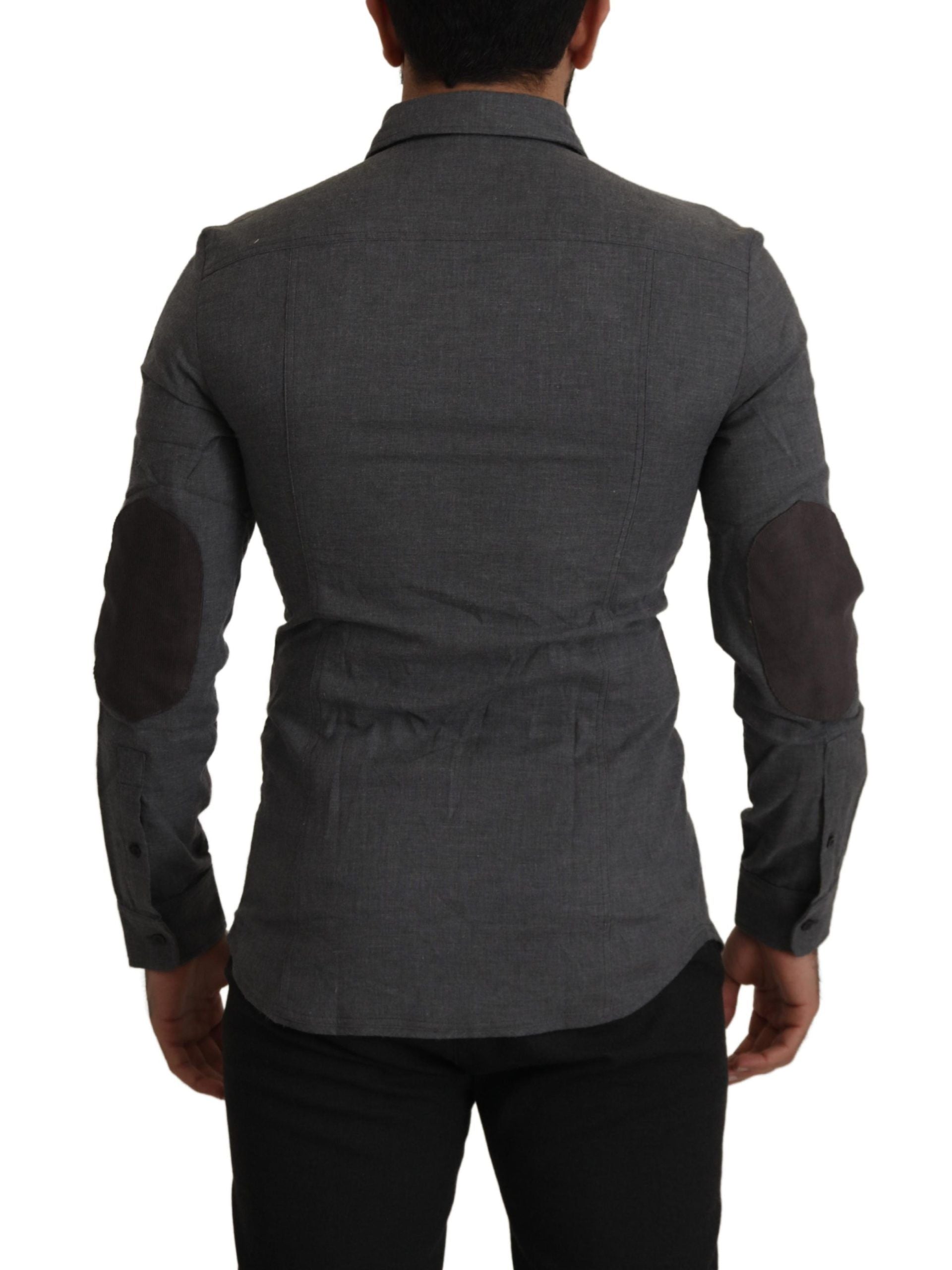 Dark Gray Cotton Casual Mens Shirt - ventzia