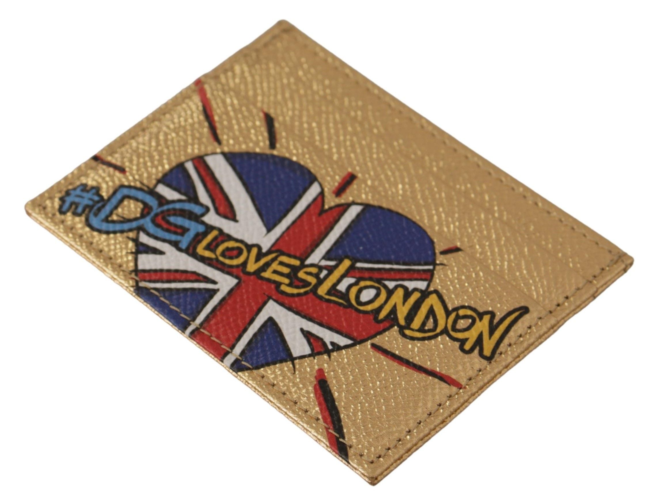 Gold Leather #DGLovesLondon Women Cardholder Case Wallet - ventzia