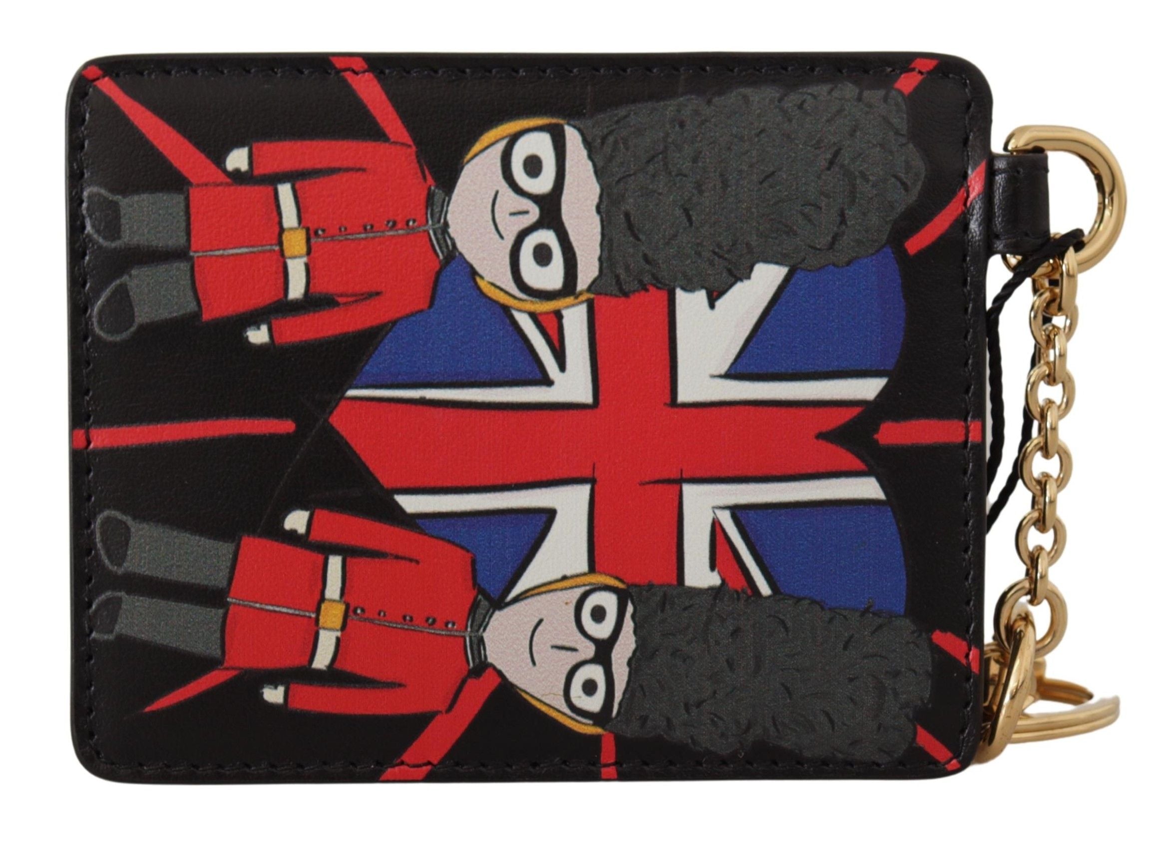 Black Leather #DGLovesLondon Keyring Cardholder Coin Case - ventzia